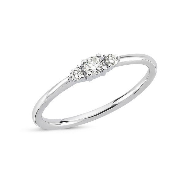 Petit ring i 14 karat hvidguld med 0,15 ct diamanter fra Nuran